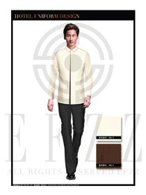 米白色長袖男款中餐服務員制服款式設計圖1783