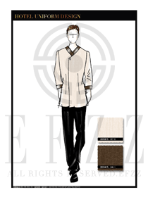 卡其色男款中餐服務員制服款式設計圖1802