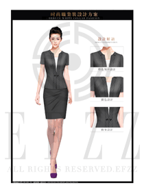 深灰色修身款女職業裝夏裝服裝款式圖727