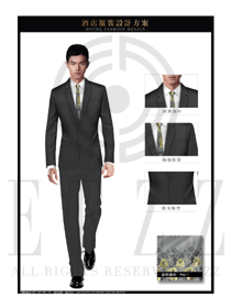 新款黑色韓版修身款酒店大堂經理服裝效果圖1067