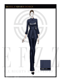 時尚深藍(lán)色女款中餐服務(wù)員服裝款式效果圖1818