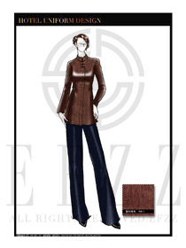 時尚咖啡色女式修身款中餐服務員服裝款式圖1827