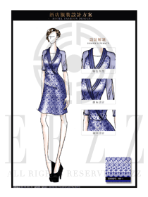 時尚青花瓷女款中餐服務員制服款式圖1856