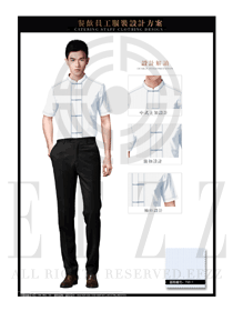 白色短袖男款中餐服務員制服設計圖1863