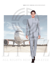 原創(chuàng)設計淺灰色長袖男款空乘制服效果圖804