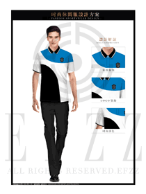時(shí)尚藍(lán)色男職業(yè)裝T恤制服設(shè)計(jì)圖105