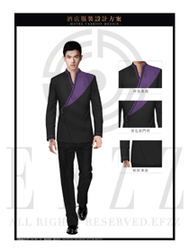 時尚淺紫色男款中餐服務員制服款式圖1892