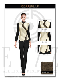 新款卡其色長袖女款中餐服務員服裝款式圖1903