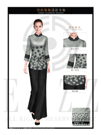 淺灰色修身款中餐服務(wù)員制服設(shè)計圖1908