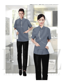 灰色女款星級酒店客房服務員服裝款式圖631