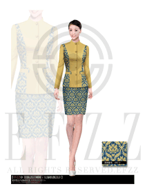 橙黃色女款酒店大堂經(jīng)理服裝效果圖1085