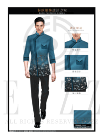 新款墨綠色男款中餐服務(wù)員制服設(shè)計圖1937