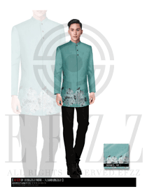 時尚淺綠色男款中餐服務員制服設計圖1662