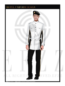 白色長袖男款獵裝保安服款式效果圖286