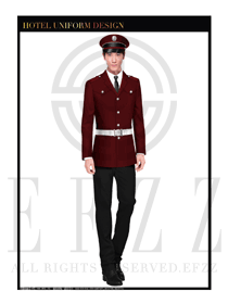 時尚暗紅色長袖男款獵裝保安服設計圖289