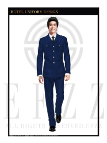 臧藍色長袖男款獵裝保安服款式效果圖290