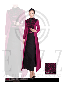 原創(chuàng)制服設(shè)計(jì)玫紅色女款酒店西餐廳咨客服裝款式圖227
