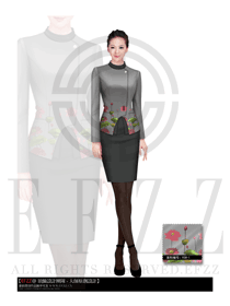 灰色女秋冬職業裝套裙款制服款式設計圖1106