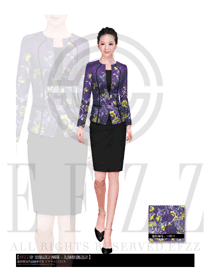 原創(chuàng)制服設計紫紅色女秋冬職業(yè)裝服裝款式圖1136