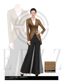 原創制服設計卡其色女款西餐咨客服裝款式圖521