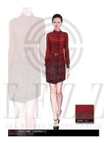 玫紅色女秋冬職業(yè)裝制服款式設(shè)計(jì)圖1099