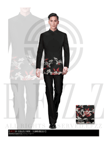 新款黑色長袖男款中餐服務員制服設計圖1767