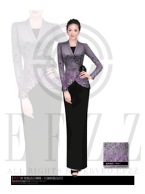 時尚淺紫色女款中餐迎賓服裝款式圖774