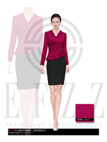 原創(chuàng)制服設(shè)計(jì)玫紅色女秋冬職業(yè)裝服裝款式圖1448
