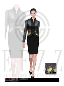 新款長袖女款中餐服務員制服設計圖1050