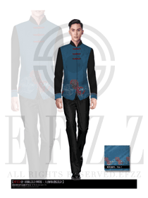 原創制服設計長袖男款中餐服務員服裝款式圖645