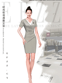 OL時尚淺灰色女職業(yè)裝夏裝制服設(shè)計圖742