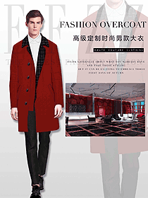 時尚棗紅色男職業裝大衣服裝款式圖106