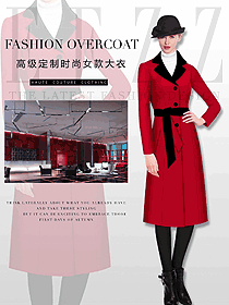 新款紅色女職業(yè)裝OL大衣制服款式效果圖202