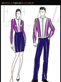 時尚紫色男女款夜總會KTV服務(wù)員制服設(shè)計圖613