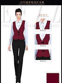 時(shí)尚棗紅色女職業(yè)裝馬夾服裝款式圖341