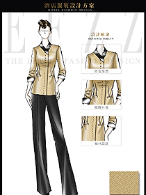 金色長袖女款按摩技師服裝款式圖1429