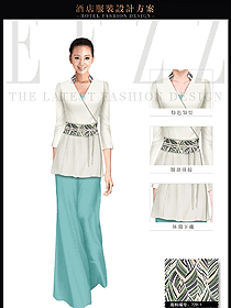 青綠色女款SPA水療會所咨客制服設計圖429
