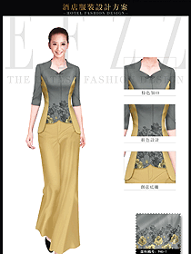 時尚淺灰色水療SPA會所咨客迎賓服裝款式圖433