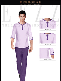 淺紫色男款SPA會所服務(wù)生制服設(shè)計圖614