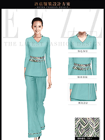 時尚淺藍色女款美容SPA會所服務(wù)生服裝款式圖616