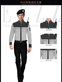 新款淺灰色男款長袖保安服服裝款式圖401