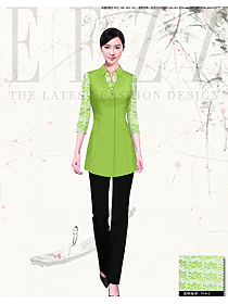 青綠色女款民族特色酒店服裝款式圖202