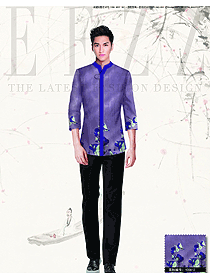 淺紫色長(zhǎng)袖男款款民族特色酒店服裝款式圖206