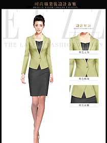淺黃色女秋冬職業(yè)裝服裝設(shè)計(jì)圖1507