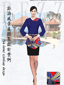 時尚深藍色女款民族特色酒店制服設(shè)計圖214