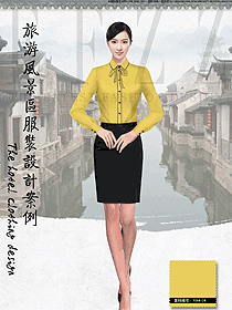 原創(chuàng)制服設(shè)計(jì)淺黃色女款酒店西餐廳服務(wù)員服裝款式圖1295