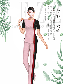 粉紅色女款按摩技師服款式設計圖1435