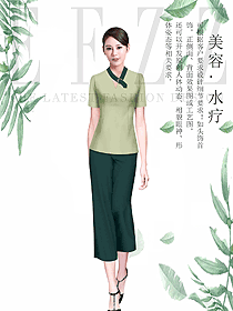 原創制服設計淺綠色女款按摩技師服裝款式圖1436
