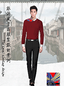 原創制服設計紅色男款西餐服務員服裝款式圖1308