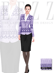 新款淺紫色女款酒店大堂經理制服設計圖803